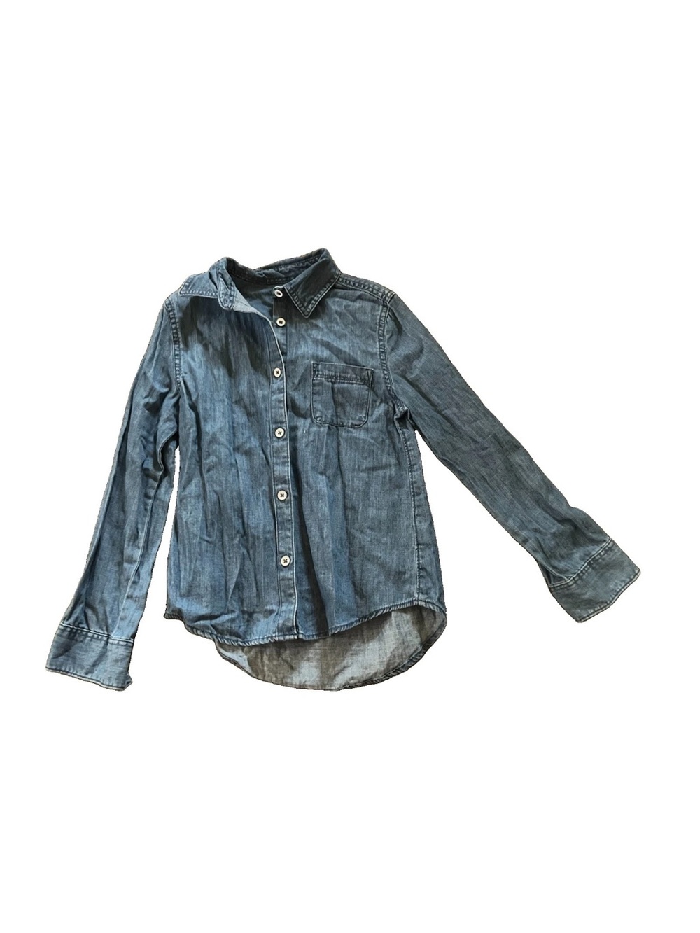 SzM7/8 Cat & Jack Girls Blue Denim Button Up Long Sleeve Shirt Top